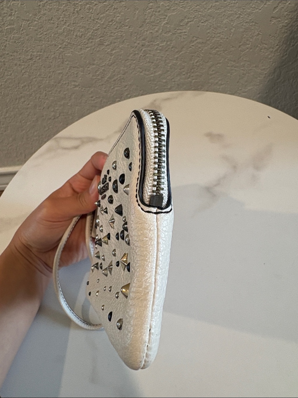 Coach White Leather Wristlet with Mixed Metal Studs - Picture 13 of 14